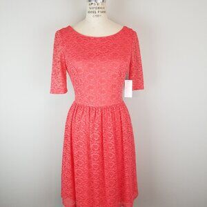 Jessica Simpson Coral Fit & Flare Lace Dress Women's Size 4 *Brand New with Tags